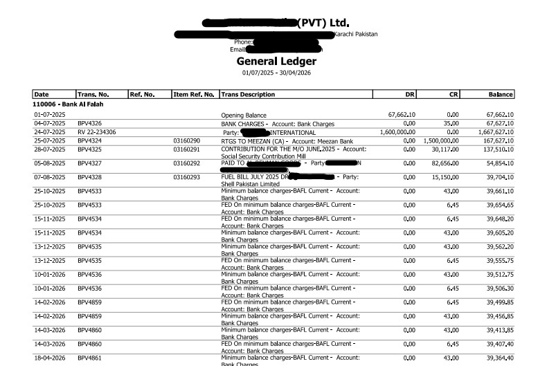 Bank Alfalah Current Ledger